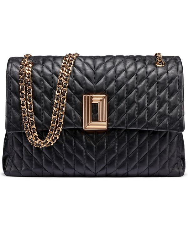 カール ラガーフェルド レディース バッグ レザー KARLAGERFELD PARIS Lafayette Large Leather Shoulder Bag Black ブラック