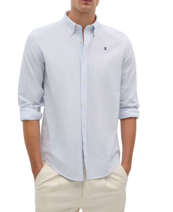 スカルパーズ メンズ トップス シャツ Scalpers Mens Thin Jon Bd Shirt Sky blue stripes スカイブルー