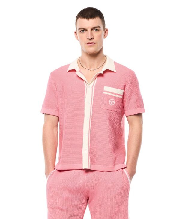 セルジオタッキーニ メンズ トップス シャツ Sergio Tacchini Mens Fratelli Crochet Cabana Geranium pink ピンク