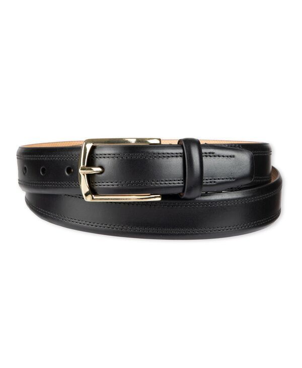 コールハーン メンズ アクセサリー ベルト レザー Cole Haan Mens Double Stitched Leather Dress Belt Black ブラック