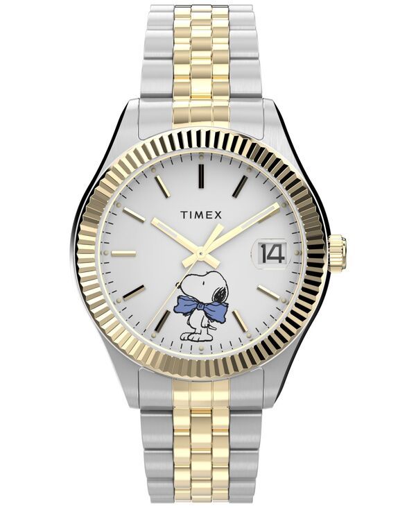 タイメックス レディース アクセサリー 腕時計 Tシャツ Timex Womens Quartz Analog TwoTone Stainlessteel Watch 34mm Silver シルバー