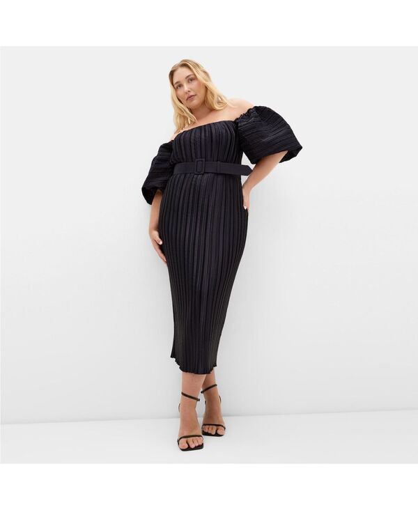 シティーシック レディース トップス ワンピース ミディ CITY CHIC Womens Krista Pleat Midi Dress Midnight