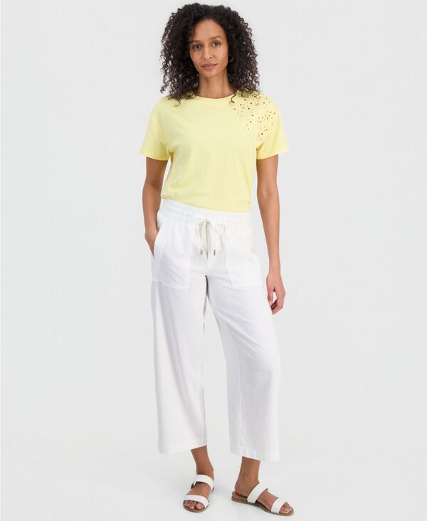 ナウティカ レディース ボトムス カジュアルパンツ リネン Nautica Womens LinenBlendrawstringWaist PullOn Pants Bright White ホワイト