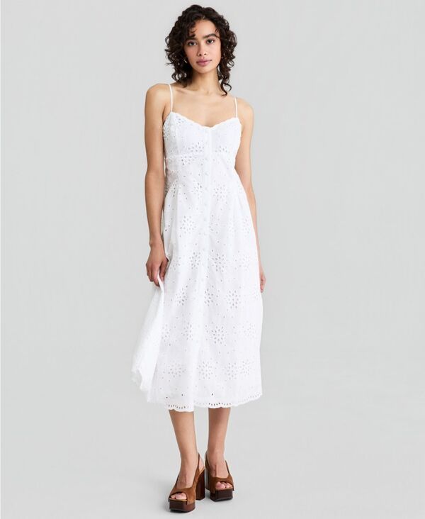 アンドノウディス レディース トップス ワンピース カットアウト コットン And Now This Womens Cotton Eyelet BackCutout Dress Bright Whit