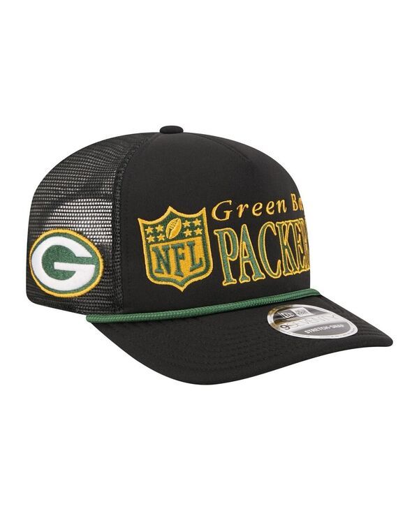 ニューエラ メンズ アクセサリー 帽子 New Era Mens Black Green Bay Packers Throwback Foam 19TWENTY Adjustable Hat Blac