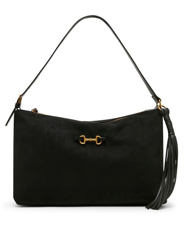 アンクライン レディース バッグ スエード Anne Klein Faux Suede Large Horse Bit Shoulder Handbag Black ブラック