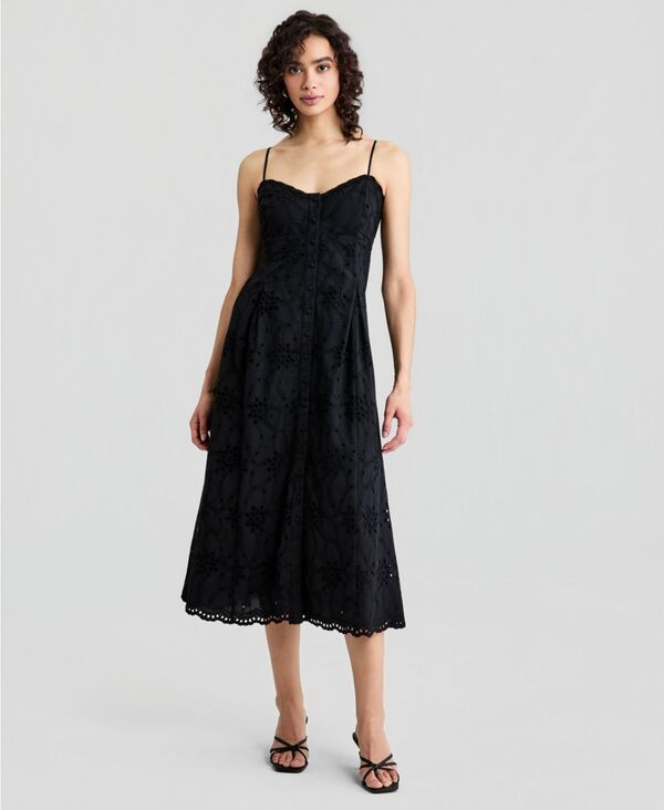 アンドノウディス レディース トップス ワンピース カットアウト コットン And Now This Womens Cotton Eyelet BackCutout Dress Deep Black