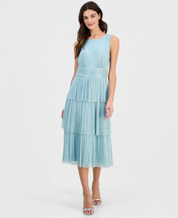 コネクテッド レディース トップス ワンピース ティアード ミディ ノースリーブ Connected Womens Tie red Textu red Sleeveless Midi DressEAF
