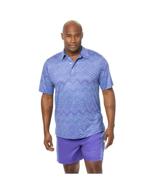 キングサイズ メンズ トップス ポロシャツ トール KingSize Big Tall Stretch Performance Polo Bluexotic floral ブルー