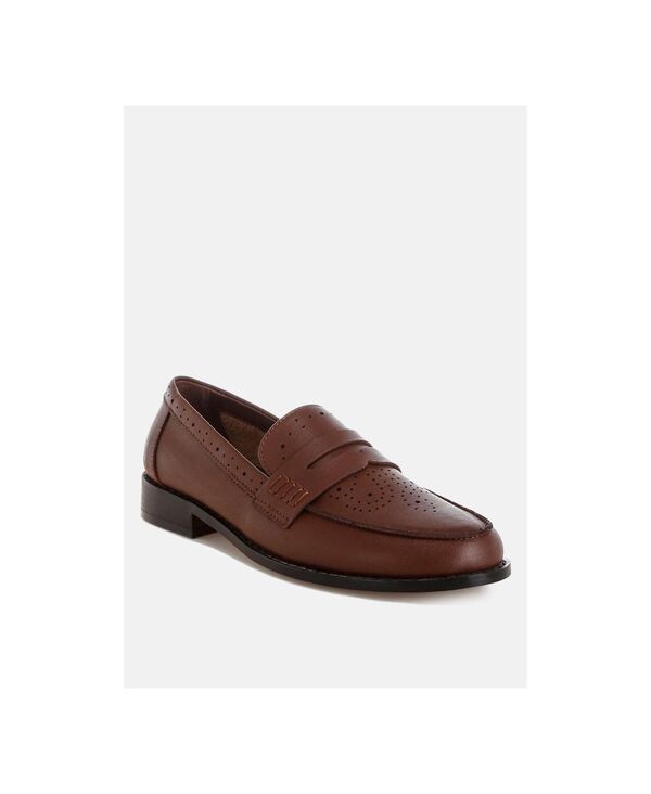 ラグアンドコー レディース シューズ スリッポン・ローファー ヒール Rag Co Rag and Co Womens Clotilda Perforated Low Heeloafers Brown