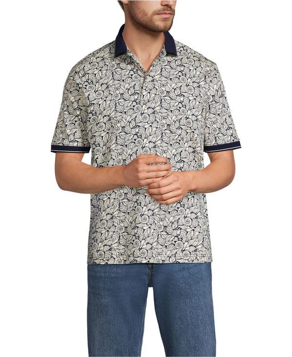 ランズエンド メンズ トップス ポロシャツ コットン Lands End Menshort Sleeve Cotton Supima Polo Shirtossed shellsradiant nav