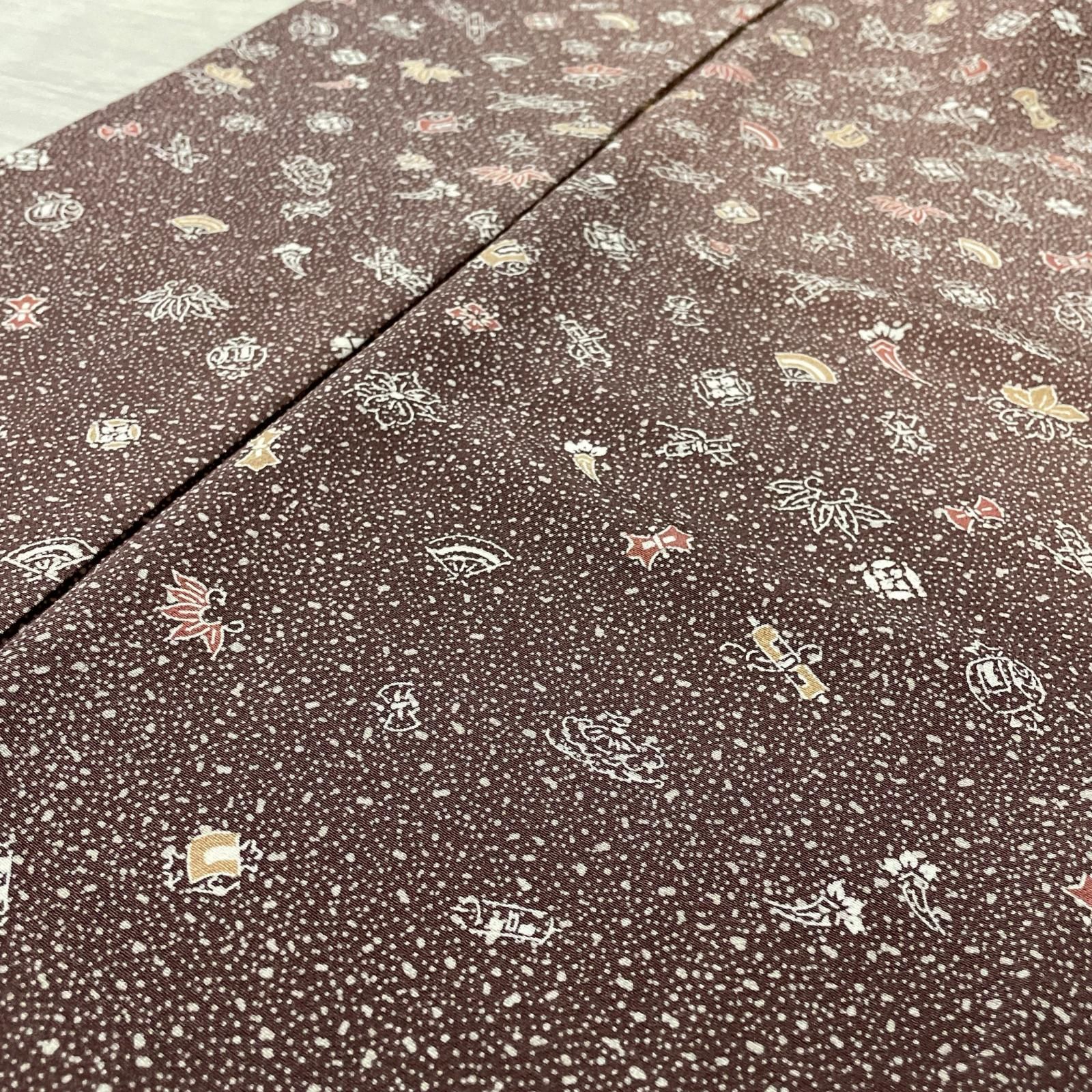 小紋付下げ 単衣仕立て たたき染めに宝尽くし 着物 正絹 X-3867