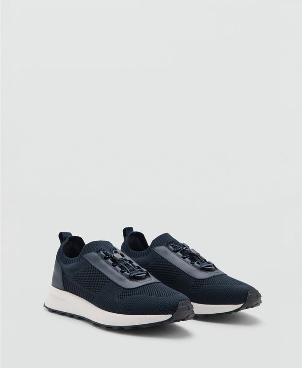 マンゴ メンズ シューズ スニーカー レース MANGO Mens Laces Combined Sneakers Navy ネイビー