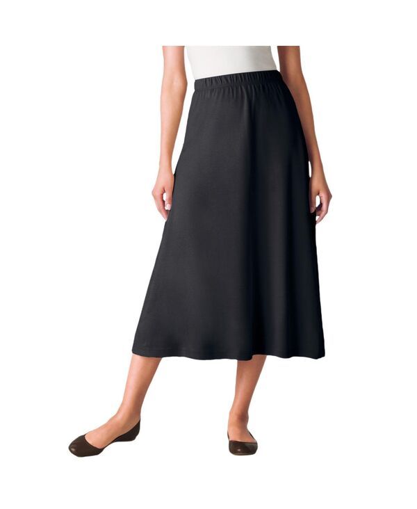 ウーマン ウィズイン レディース ボトムスカート A ライン プラスサイズ ニット Woman Within Womens Plusize 7Day Knit ALine Skirt Black ブラ