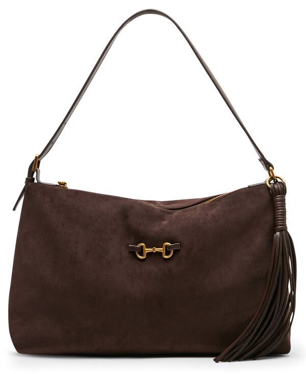 アンクライン レディース バッグ スエード Anne Klein Faux Suede Large Horse Bit Shoulder Handbag Brown ブラウン