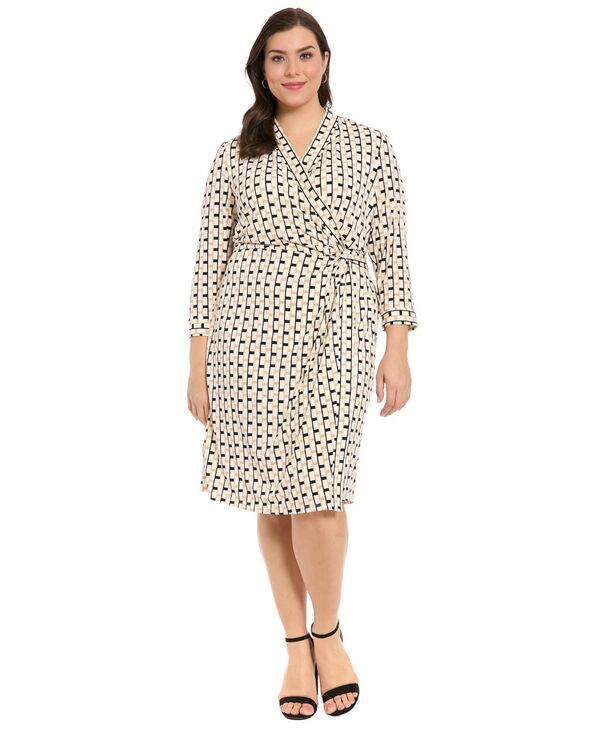 ロンドンタイムス レディース トップス ワンピース プラスサイズ プリント London Times Plusize Printed Side Knot Detail Dress Creamulti 15,386円