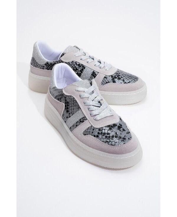 プロローグシューズ レディースニーカー Prologue Shoes Rexie Glitter Sneakers Women Silver print faux leather シルバー