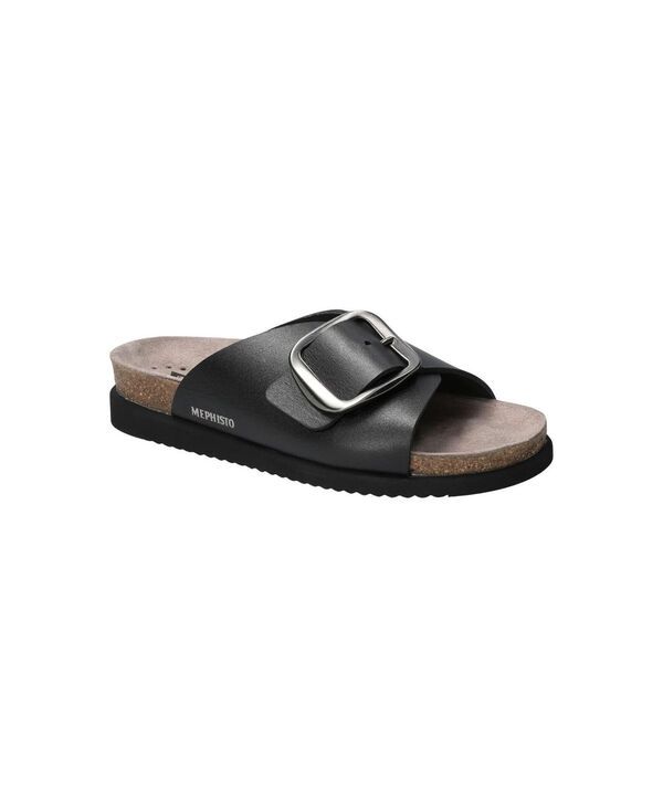 メフィスト レディース シューズ サンダル レザー Mephisto Womens Hariana Leather Cork Slide Black ブラック