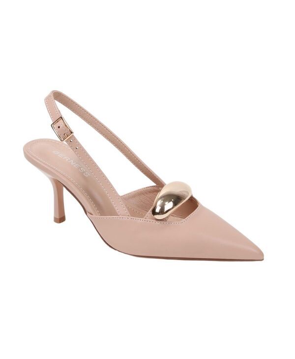 バーネス レディース シューズ パンプス トール ヒール BERNESS Womens Eltha Slingback Heels with Metallic Dome Accent Beige ベー