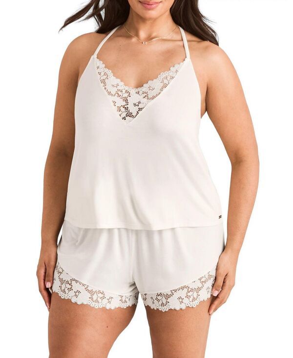 アドアミー レディース アンダーウェア ナイトウェア プラスサイズ ショートパンツ Adore Me Plusize Jacky Pajama Cami and Shortset Light whit