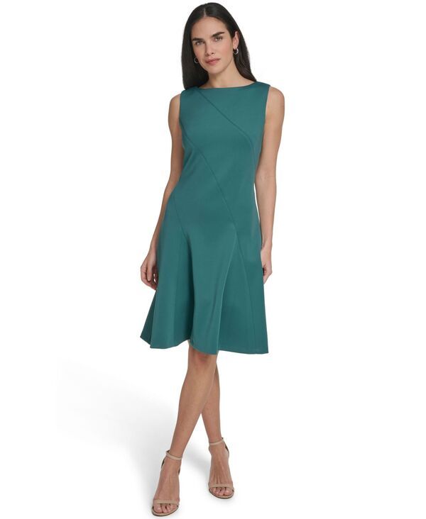 カルバンクライン レディース トップス ワンピース プチ Calvin Klein Petite Seamed Fit Flare Dressequoia