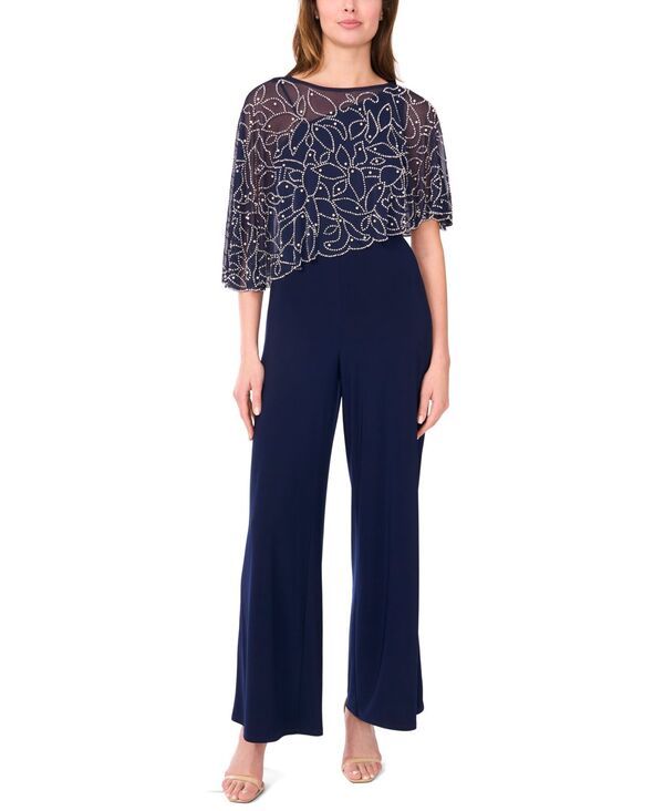 ミスク レディース トップス ジャンプスーツ クルーネック ポリエステル プチ MSK Petite PolyesterBlend Crewneck Jumpsuit Navy ネイビー