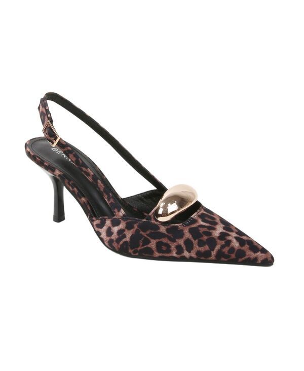 バーネス レディース シューズ パンプス トール ヒール BERNESS Womens Eltha Slingback Heels with Metallic Dome Accent Leopard 14,024円