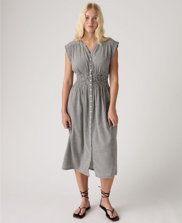 リーバイス レディース トップス ワンピース ミディ Levis Womens Beatrice ButtonFront Midi Dress Patricia Check Anthracite Ni