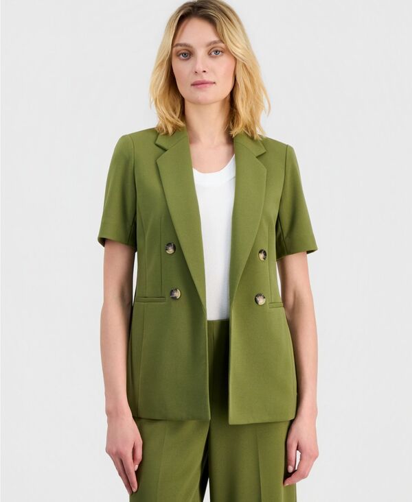 アンクライン レディース アウター ジャケット・ブルゾン プチ 半袖 ブレザー Anne Klein Womens OpenFront ShortSleeve Blazeregular Petite