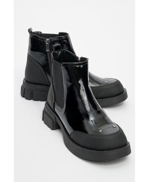 プロローグシューズ レディース ブーツ・レインブーツ Prologue Shoes Women s Albia Zip Boot Black patent faux leather ブラック