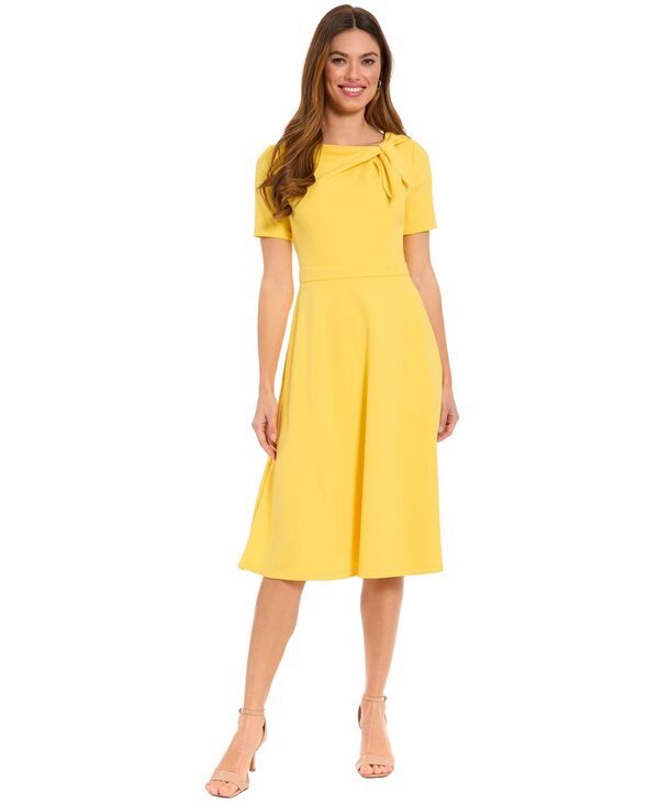 ロンドンタイムス レディース トップス ワンピース プチ London Times Petite SideTie Fit Flare Dress Banana Cream クリーム 15,360円