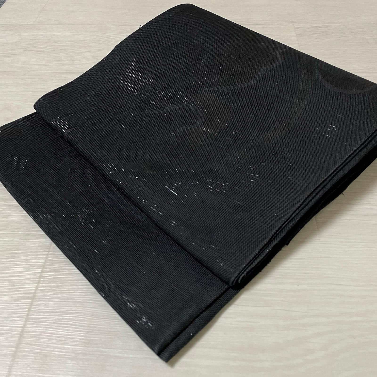 袋帯 紗織 黒地 唐草模様 正絹 着物 X-3904