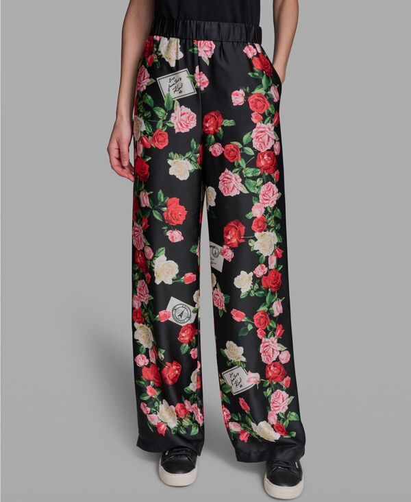 カール ラガーフェルド レディース ボトムス カジュアルパンツ プリント KARLAGERFELD PARIS Womens Printed PullOn Soft Pants Black Multi