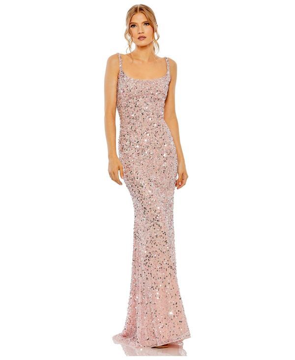 マックダガル レディース トップス ワンピース プチ スパンコール Mac Duggal Womens Petite Sequined Low Back Slip Gown Pink ピンク