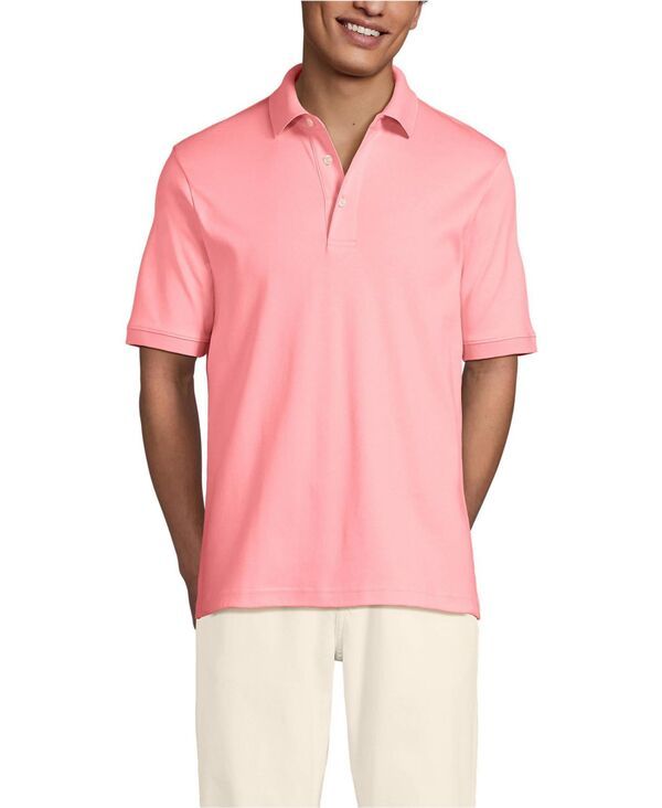 ランズエンド メンズ トップス ポロシャツ コットン Lands End Menshort Sleeve Cotton Supima Polo Shirt Sunset coral pink ピンク