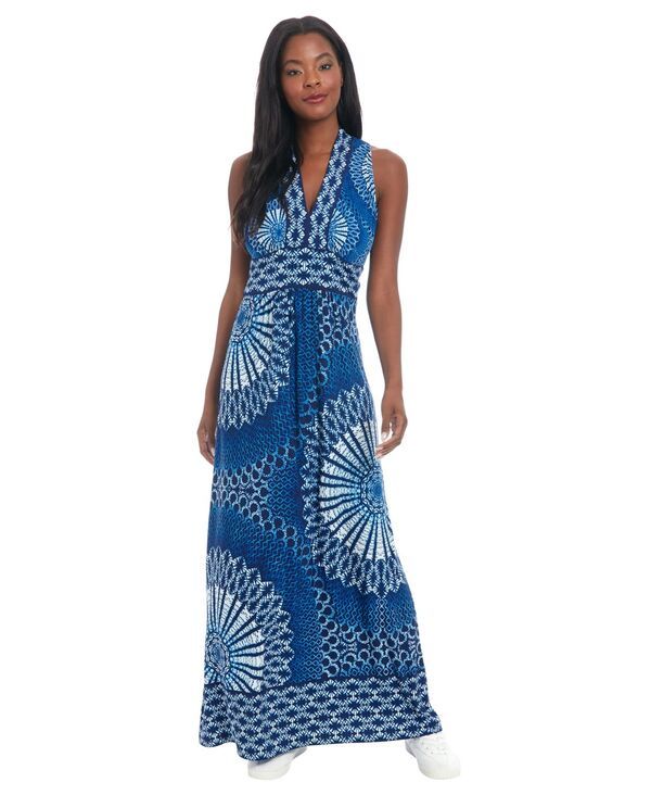 ロンドンタイムス レディース トップス ワンピース Vネック プチ ノースリーブ マキシ London Times Petite Sleeveless VNeck Maxi Dress Whitena