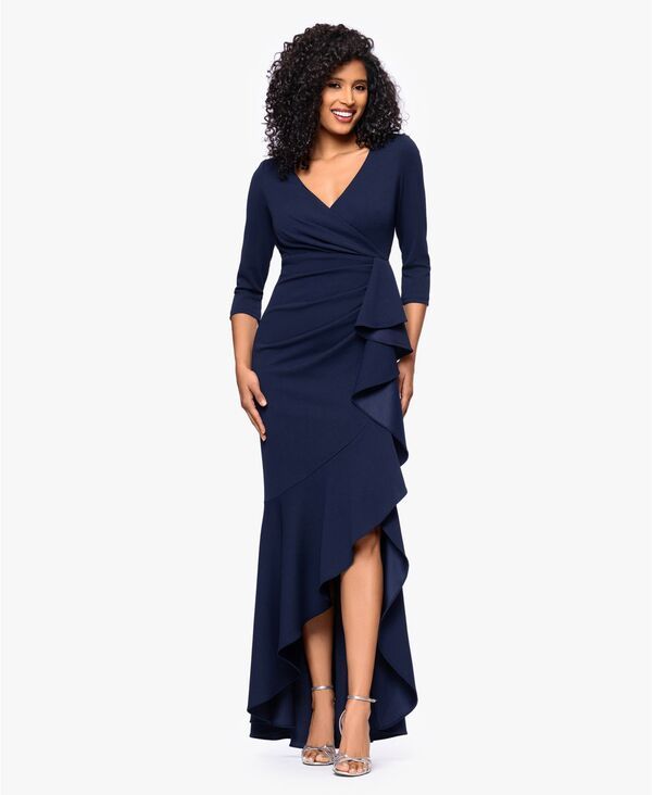 ベッツィアンドアダム レディース トップス ワンピース フリル Betsy Adam Womens Long Cascading Ruffle Gow navy ネイビー