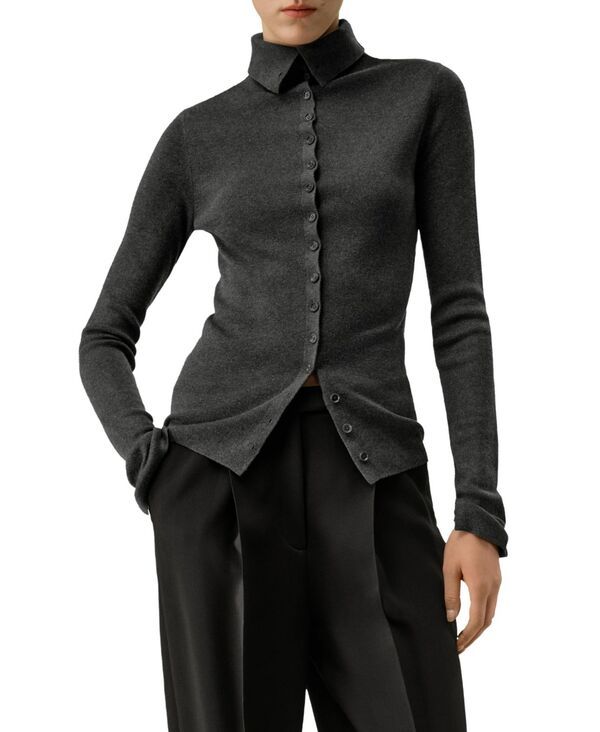 リリーシルク レディース アウター ニット・セーター スリムフィット LILYSILK Slim Fit Silk Cashmere Sweater Thunder