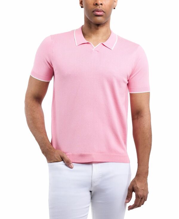 エックスレイ メンズ アウター ニット・セーター ポロシャツ XRAY Mens Johnny Collar Sweater Polo Pink ピンク