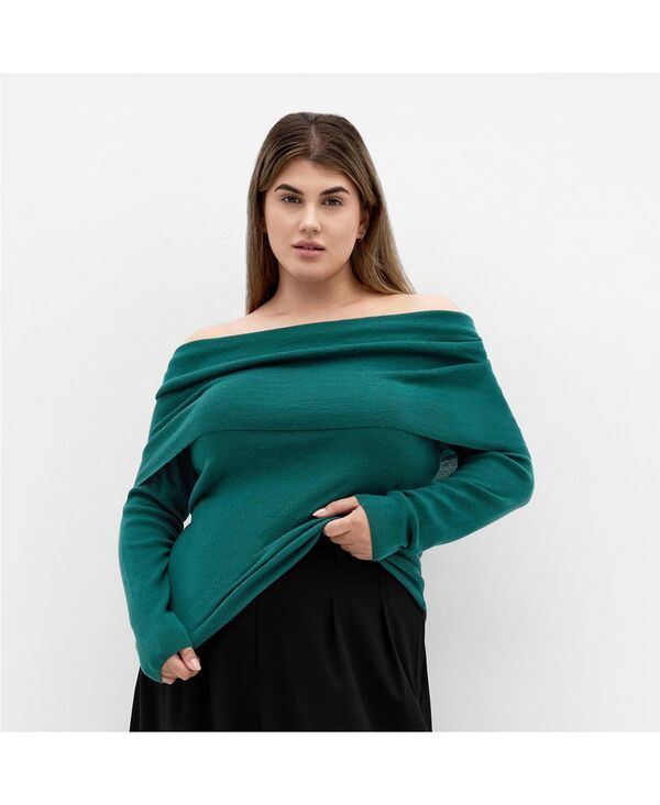 シティーシック レディース アウター ニット・セーター プラスサイズ CITY CHIC Plusize Florence Off Shoulder Jumper Jade