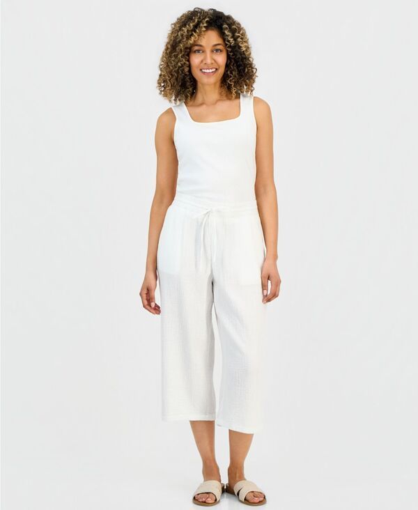 スタイルアンドコー レディース ボトムス カジュアルパンツ プチ コットン クロップド Style Co Petite Cotton Gauze WideLeg Cropped Pants Brigh