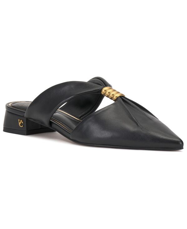 ヴィンスカムート レディース シューズ スリッポン・ローファー Vince Camuto Womens Vanika SlipOn Mules Black Leather ブラック