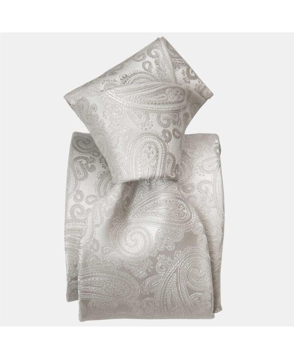 エリザベッタ メンズ アクセサリー ネクタイ シルク Elizabetta Soave Silk Jacquard Tie for Men Silver pearl パール