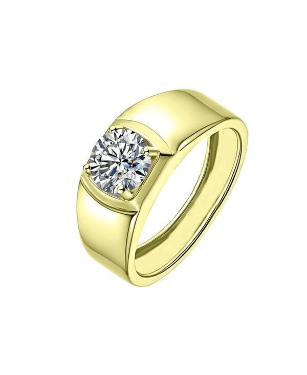 レイチェルグラウバー メンズ アクセサリー リング Rachel Glauber Modern Clear Cubic Zirconia Solitaire Sleek Band Rin gold ゴ