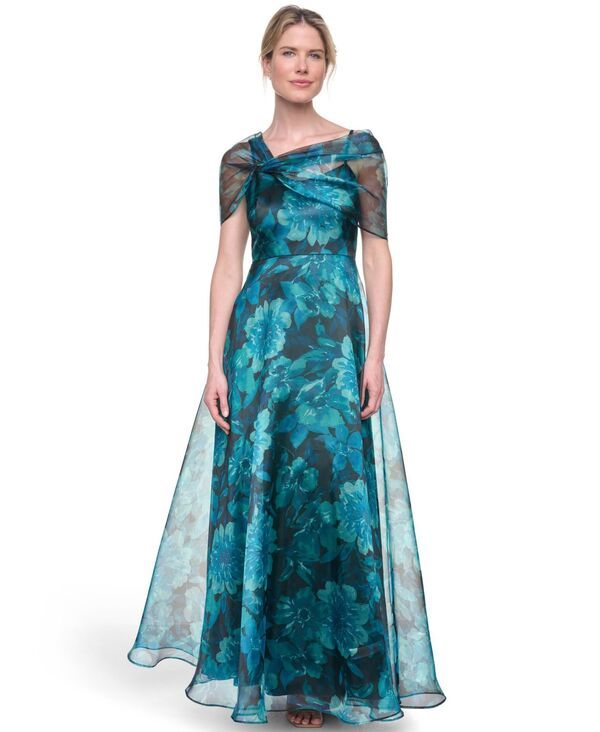 エリザジェイ レディース トップス ワンピース アシンメトリー プチ キャップスリーブ キャップ Eliza J Petite Asymmetric Neck CapSleeve Ball Gown