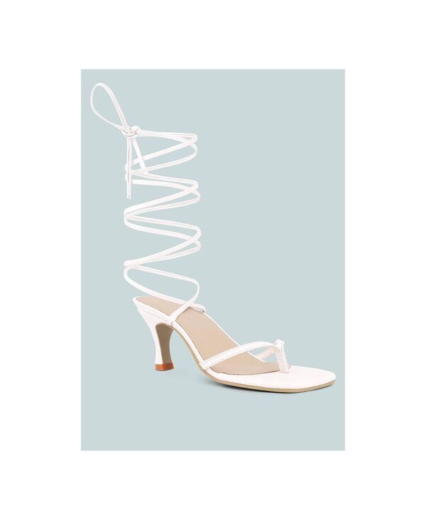 ラグアンドコー レディース シューズ サンダル レース ヒール Rag Co DORITA Womens Kitten Heelace Up Sandal White ホワイト
