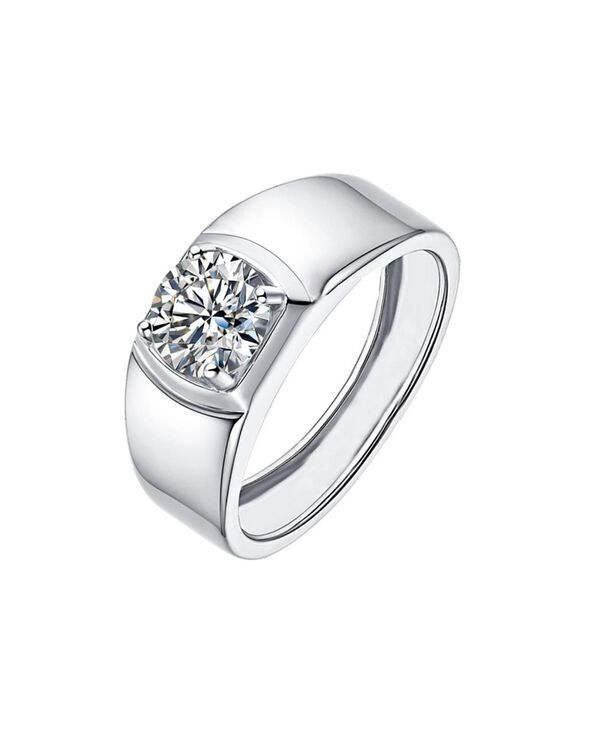 レイチェルグラウバー メンズ アクセサリー リング Rachel Glauber Modern Clear Cubic Zirconia Solitaire Sleek Band Ring White