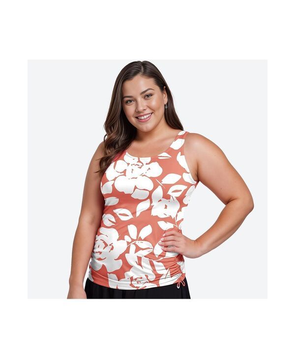 カリプサ レディース 水着 トップのみ プラスサイズ Calypsa Womens Plusize Maya Tankini Swim Top With Built In Bra Rusty rose