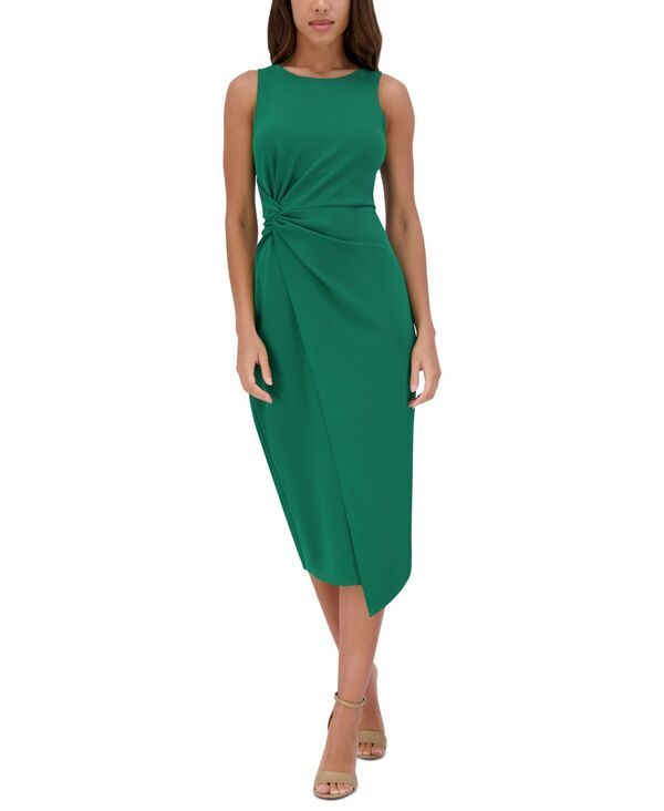 シエナ レディース トップス ワンピース ギャザー ミディ ノースリーブ Siena Womens Ruched SideTwist Sleeveless Midi Dress Green グリーン