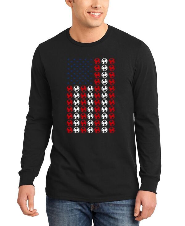 エルエーポップアート メンズ トップス Tシャツ 長袖 LA Pop Art Mens American Flag Soccer Balls Word Art LongSleeve TShirt Bl